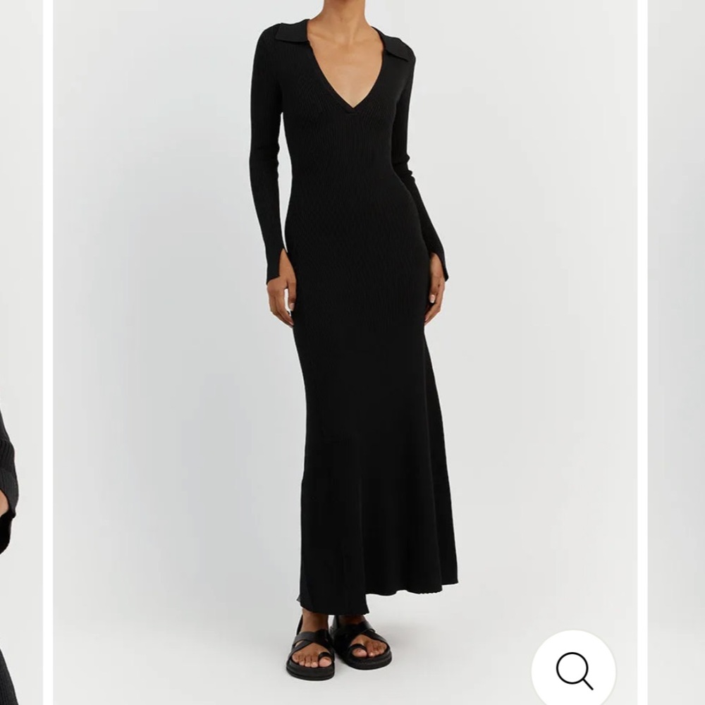 DISSH FENTON BLACK SLEEVED MIDI DRESS Sz S NWT